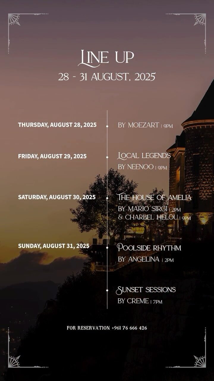 The cliff speaks in three chapters
Daytime escapes, sunset rituals, and nights without gravity 💫
Here’s who’s behind the decks this week 🎧
.
.
.
#AmeliaFaraya #AmeliaByTheCliff #SummerVoyage #Faraya #WeeklyLineUp