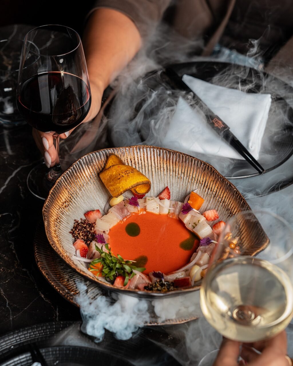 A culinary journey of Japanese finesse, Peruvian passion, and Mediterranean elegance on a single plate.#ameliadubai